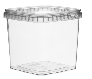Afbeelding van TPS Plastic pot vierkant 1100ml met veiligheidssluiting inclusief deksel