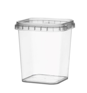 Afbeelding van TPS Plastic pot vierkant 365ml met veiligheidssluiting inclusief deksel
